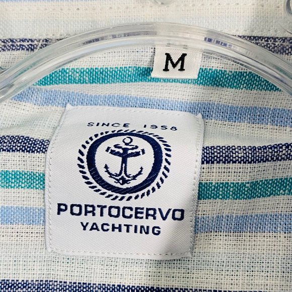 Rare Porto Cervo Yachting Short Sleeve Striped Button Down Shirt - M - NWT - Picture 4 of 5